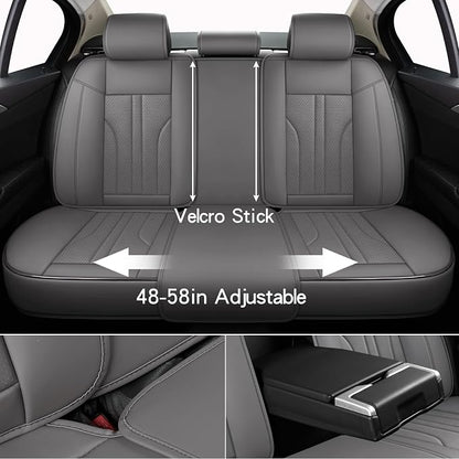 MINGBRON Car Seat Covers Full Set, 5 Seats Comfortable Faux Leather Seat Covers for Cars, Waterproof Automotive Seat Covers, Luxury Universal Fit Seat Covers for SUV, Sedans, Pick-up Trucks (Gray)