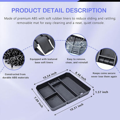 RUNROAD Center Console Organizer Tray Compatible with 2024-2026 Chevy Silverado 2500HD 3500HD Accessories, Armrest Tray For Silverado Middle Console Organizer (NOT Fit Front Triple/Split-Bench Seats)