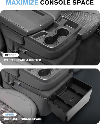 for Double Layer Center Console Hanging Organizer Box Compatible with 2019-2026 Silverado/Sierra 1500& 2020-2026 Silverado/Sierra 2500HD/3500HD Accessories(Split-Bench Folding Seat Only)