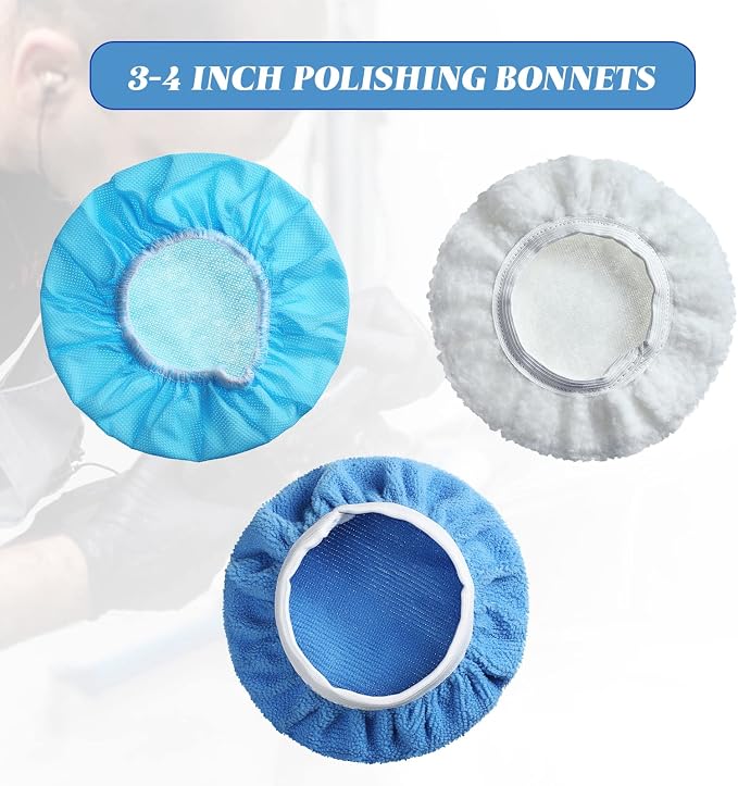 20 Pieces Car Orbital Buffer Polisher Pad Bonnet Microfiber Max Bonnet Polishing Buffing Pad Cover(3-4 Inches)