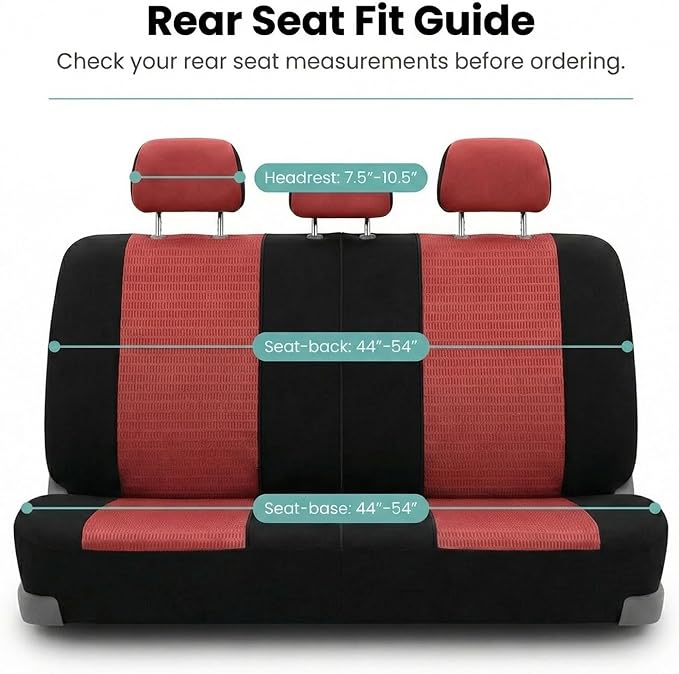 FH Group Automotive Seat Cover Trendy Elegance for Back Seat Red Car Interior Accessories for SUV, Sedan & Van Universal Fit Combo Rear Seat Cover Split Bench Car Seat Protector for Dogs and Kids