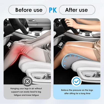 FLORICH Car Seat Extender Leg Support Cushion for Driver Seats Office Chair, Leather Widened seat Cushion for Long Drivers Universal Car Seat Cushion Legs Rest Pads-Grey