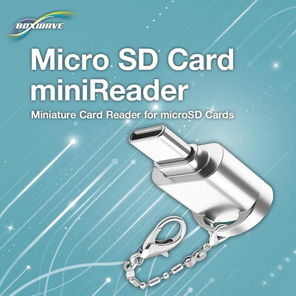 BoxWave Adapter Compatible with IIWEY Wireless Car Play & Android Auto Touch Screen (10 in) - Micro SD Card miniReader, USB Type-C OTG Reader USB3.0 Adapter Keychain - Metallic Silver