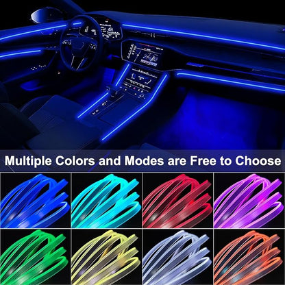 Car LED Strip Lights, LEDCARE 9 in 1 RGB Car Interior Lights with APP & Remote Control, 16 Million Colors Ambient Lighting Kit with 5 Fiber Optic LED Strips & 4 Under Dash Lights, Sync to Music