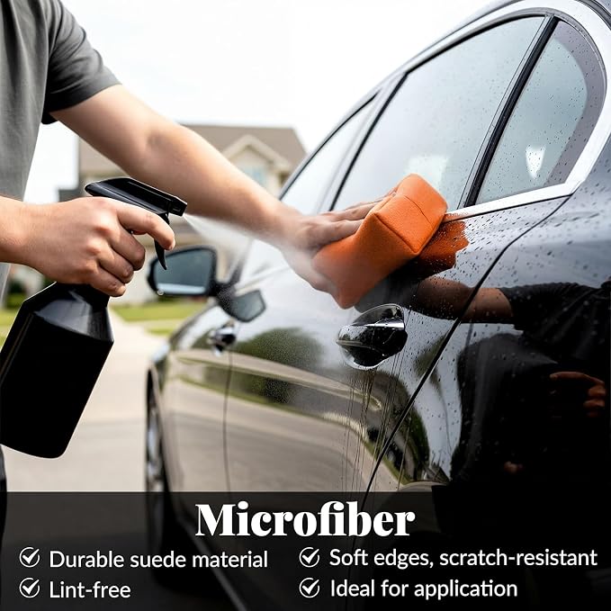 Suede Microfiber Applicator Pad, Car Detailing Suede Sponge Applicator Ceramic Coating Sponge Pad Multi-Purpose Wax Applicators Pads for Car Applying Wax Sealants Other Conditioners (6PCS)