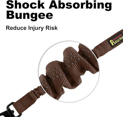 Plutus Pet Dog Seat Belt for Car, Adjustable Dog Car Harness with Carabiner Clip, Reflective Safety Dog Seatbelt Leash with Elastic Bungee, Chocolate