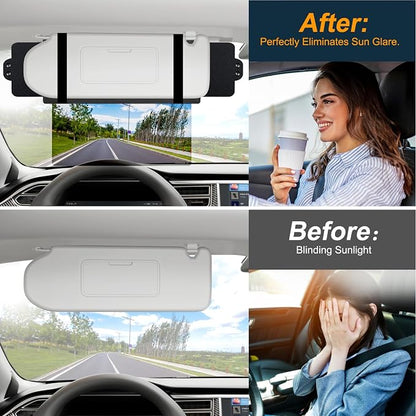 Veharvim Sun Visor Extender for Car (Polarized, UV400, PC Lens, 2 Side Sunshade), Car Visor Extender Sun Blocker, Visor Extender Attachment, Anti-Glare for Safe Driving