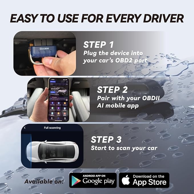 OBD2 Scanner Bluetooth Diagnostic Tool with Compatible for iOS & Android, OBD II Scanner Car Code Reader for Vehicles - No Subscription Fee - Fit for All OBDII Protocol Cars 1996+