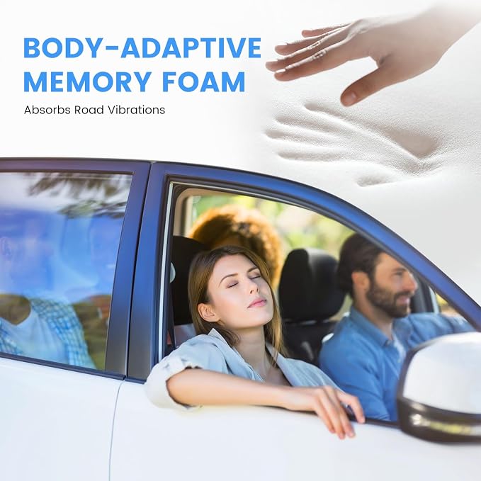 Car Seat Cushion, Broader Visibility with Wedge Design & Coccyx Sciatica Pain Relief with Ergonomic Design, Non-Slip Base,Breathable Mesh Cover, Memory Foam for Long Drive in Car Truck Van Motorhome