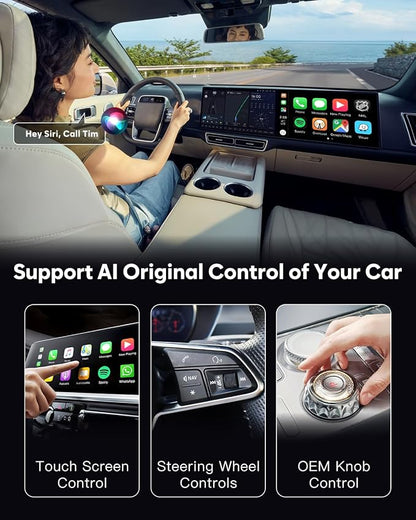 2025 Upgraded Wireless carplay Adapter for iPhone, for Apple carplay Wireless Adapter, Plug & Play, for iPhone iOS 10+/ for Android 11+