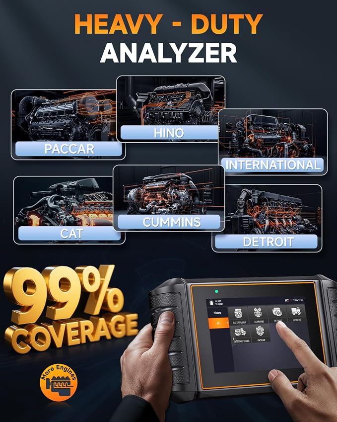 FOXWELL HD500 Heavy Duty Truck Scanner - Diesel Scanner with DPF Regen/Injector Cutoff/Limit Setting, Full System Diesel Diagnostic Scan Tool for Cummins, Detroit, Caterpillar, Paccar & Pickup Trucks