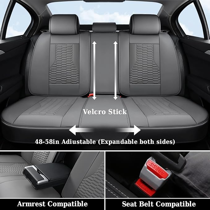 Coverado Seat Covers Front Seats, Leatherette Car Seat Covers, Waterproof Automotive Car Seat Covers Protector Interior Accessories Universal Fit Most Sedans, SUVs, Pick-up Trucks(Gray)