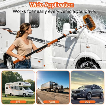 Car Wash Kit with 4-12FT Telescoping Extension Pole, Cleans Spider Webs, Washable & Reusable for High Ceilings, Fans & Outdoor Cleaning