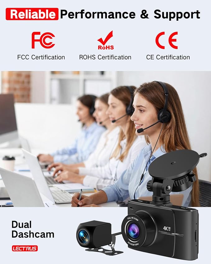 4K +2.5K Dash Cam Front and Rear, Free 64GB Card Included, 5.8GHz WiFi Dash Camera for Cars, Built-in Night Vision, G-Sensor,170°Wide Angle, App Control, 3" IPS, 24H Parking Mode, Max 256GB
