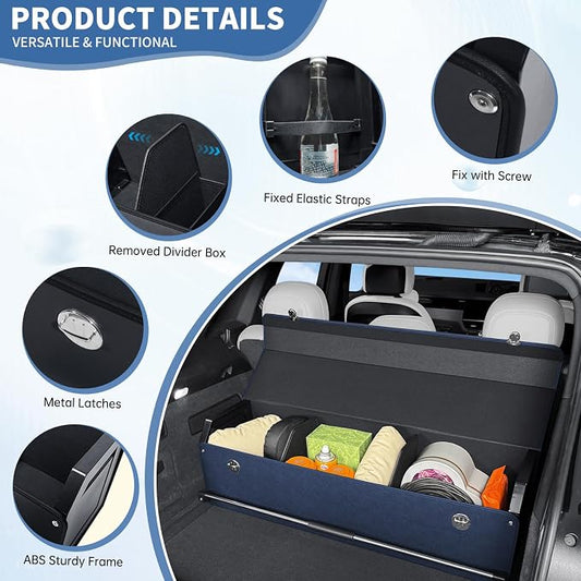 Car Trunk Organizer for Honda CR-V 2017-2022, Collapsible Sturdy Trunk Storage Container with Lid and Handle Large Leather Car Trunk Storage (Blue,39.7 x 11.4 x 12.2in)