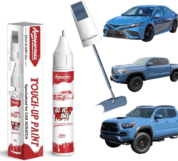 8W2 Cavalry Blue Car Touch Up Paint for Toyota, Color Accurate Two-In-One Car Paint Scratch Repair Pen, Professional Scratch Remover for Vehicles Chips and Nicks Scuff