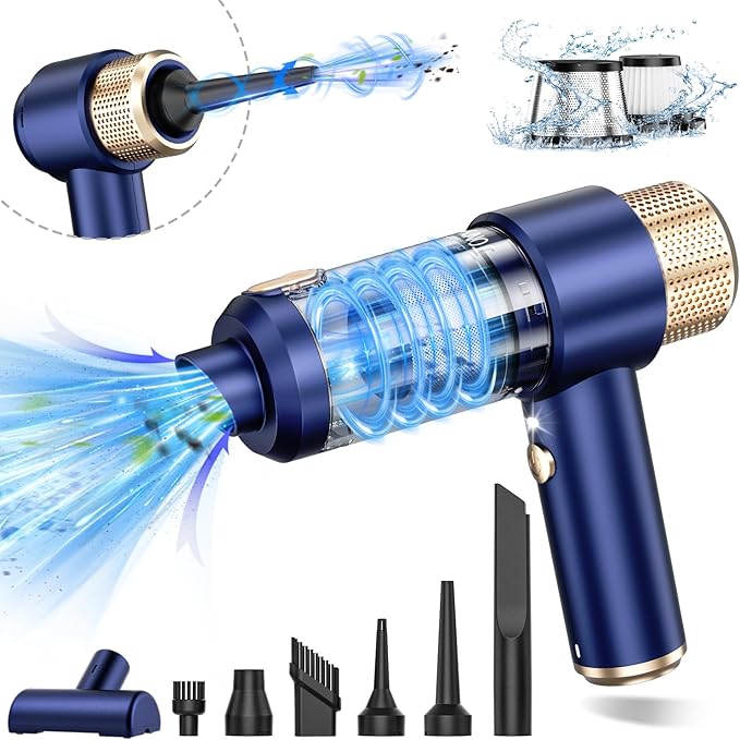 JONYJ Handheld Car Vacuum Cleaner, 16000PA Hand Held Vacuum Portable Cordless, 2 in 1 Air Duster and Vacuum Cleaner with LED Light, Multi-Nozzles, 120W High Power Mini Vacuum for Home, Pet, Office