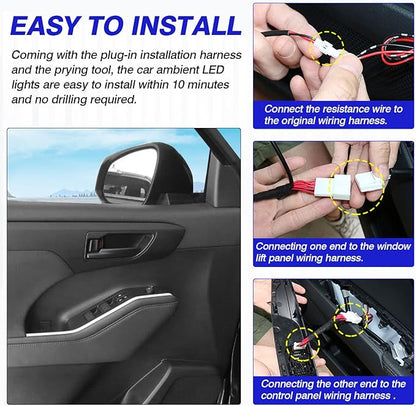 Powerty Compatible with LED Light 2020-2025 2026 Toyota Highlander Accessories Inner Door Handle Bowl Mood Lighting Decorative Interior Lamp 4PCS Blue