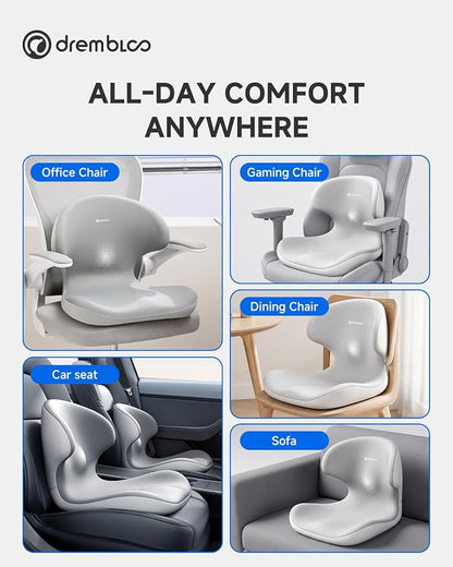 Seat Cushion for Office Chair, Lumbar Support Pillow for Car, Premium Memory Foam Ergonomic Seat Cushions for Long Sitting, Tailbone & Back & Sciatica Pain Relief