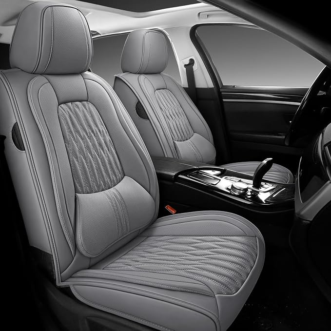 WELLDO Car Seat Covers, 5 Seats, Gray, w02 | Waterproof, Scratch-Resistant, Breathable & Easy to Clean, Universal Fit for SUV Sedan Truck, Full Set
