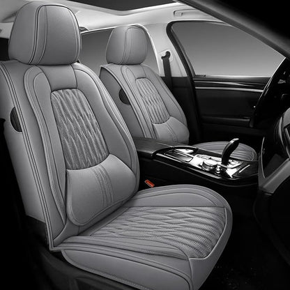 WELLDO Car Seat Covers, 5 Seats, Gray, w02 | Waterproof, Scratch-Resistant, Breathable & Easy to Clean, Universal Fit for SUV Sedan Truck, Full Set