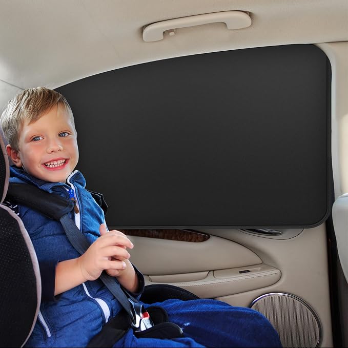 Leather Car Curtains for Side Window - 4 Pcs Privacy Sun Shades Magnetic 100% Block Light Car Window Covers with Cooler Feeling (Leather, 4pcs)