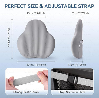 Large Lumbar Support Pillow for Office Chair, Ergonomic Low Back Support Promotes Back Pain Relief, Memory Foam Lumbar Pillow Cushion for Car, Sofa, Adjustable Strap Breathable Cover, Grey