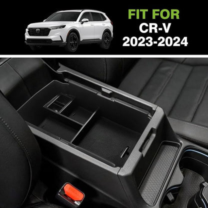 Muslogy Center Console Organizer with Coin Holder Compatible with Honda CRV & CRV Hybrid 2023 2024 2025 2026 LX EX Sport EX-L Sport Touring Hybrid Accessories (Black)