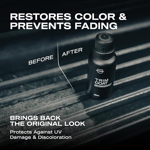 Nasiol TrimCoat Hydrophobic Ceramic Coating Kit – Plastic Trim Restorer for Cars, Restores Faded Trim to Original Color, Up to 2 Years Durability, Ultimate UV Protection, Easy Application – 1.01 oz