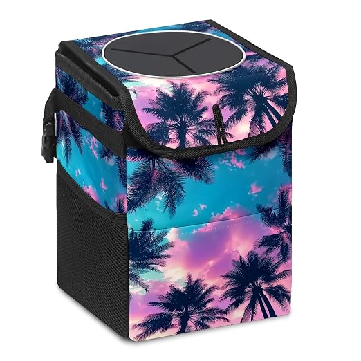 Car Trash Can – Multi-Purpose, Lightweight and Portable with Durable Water-Resistant Coating, No Installation Required, Practical and Ample Capacity, Variety of Colors.Coconut Tree
