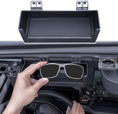 TOPINSTALL Sun Visor Sunglass Holder Compatible with 2021-2026 Ford Bronco 2/4 Door, Glasses Box Card Storage Organizer Interior Accessories 1 Pack Black(Not for Sport Model)