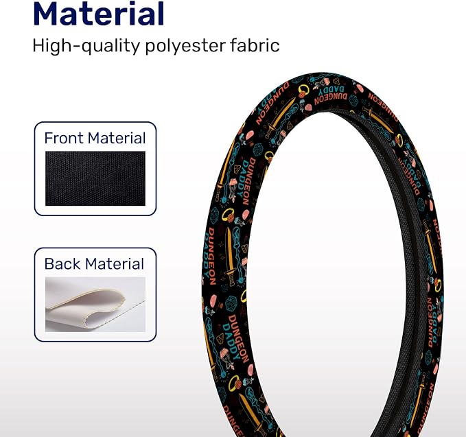 GENANY Dungeon Daddy Steering Wheel Cover, Non Slip Polyester Car Wheel Protector for Car SUV Truck, Universal 15 Inch