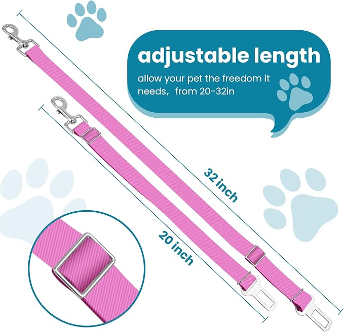 Adjustable pet cat and Dog car seat Belt，SUV, and The Lanyard is Flexible and Adjustable from 20 to 33 inches (Purple)