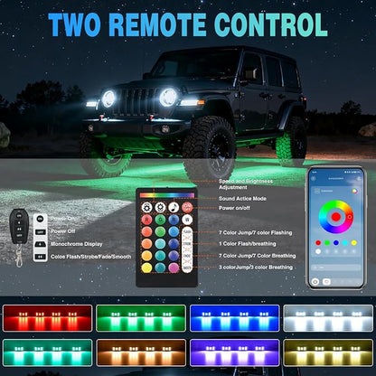 Nilight RGBW LED Rock Lights Kit, 4 Pods 22LED Wide Angle Remote & Bluetooth App Dual Control with Music Modes Multicolor Underglow Neon Wheel Well Light Fit for ATV UTV SUV Offroad Truck RZR Boat