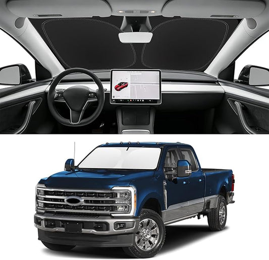 Custom Fit Windshield Sun Shade for Ford F250 F350 F450 2017-2026, Blocks UV & Heat, Front Window Sunshade Accessories, Easy Fold & Store Keep Your Car Cooler