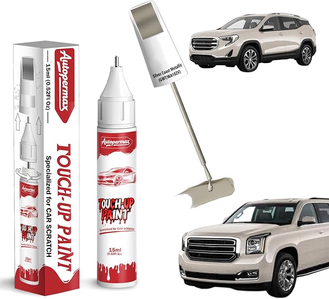 Silver Coast Metallic(GWT/WA102V) Car Touch Up Paint for GMC, Color Accurate Two-In-One Car Paint Scratch Repair Pen, Professional Scratch Remover for Vehicles Chips and Nicks Scuff