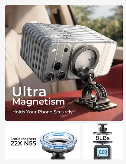 LISEN for MagSafe Car Mount,Car Accessories for Women Men [2025 Ultra] Magnetic Phone Holder for Car 360 Dashboard Vent Phone Mount for Car Organization iPhone 16 15 14 13 12 Pro Plus Mini,Red