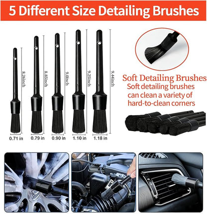 23Pcs Car Wash Kit,62" Car Wash Brush Mop with Long Handle,Car Cleaning Kit,Car Detailing Brush Set,Car Wash Bucket with Filter,Windshield Window Squeegee for Cars RV Truck Boat
