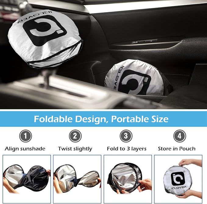 Car Windshield Sunshade with Pet Design, Cute Dog & Cat Cartoon Front Windshield Sun Shade Foldable Sunshade Blocks Heat UV Rays, Protect Interior Keep Cool, Fits Cars SUV Truck - Medium