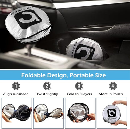 Car Windshield Sunshade with Pet Design, Cute Dog & Cat Cartoon Front Windshield Sun Shade Foldable Sunshade Blocks Heat UV Rays, Protect Interior Keep Cool, Fits Cars SUV Truck - Medium