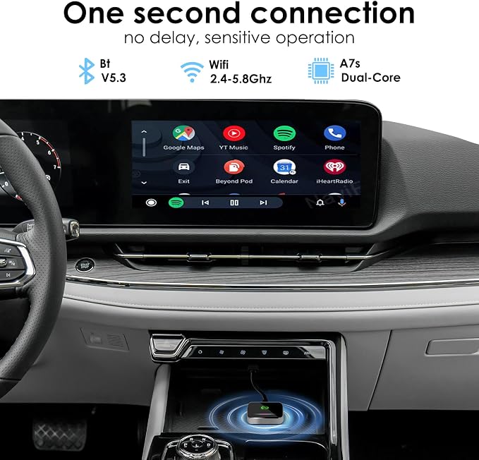Wireless CarPlay Adapter for Apple CarPlay, Easy to Upgrade Wired CarPlay to Wireless, Instant Connectivity, Super Mini Car Play Dongle for iPhone Android Fit for Cars with Built-in CarPlay (Black)