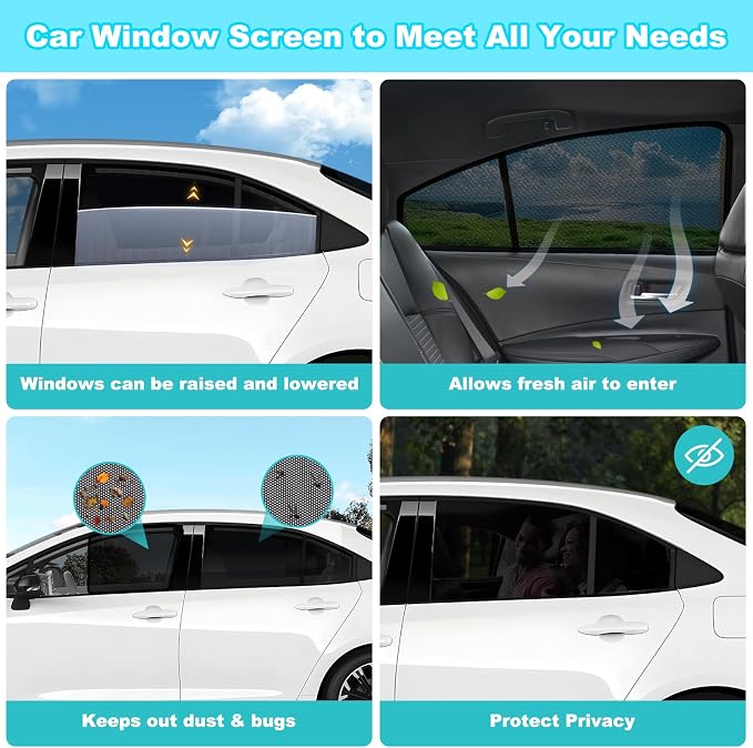 XCBYT Car Window Shades for 2019–2024 Corolla Sedan (Not for Hatchback/Touring/Cross), 4PCS Side Window Sun Shades, Breathable Mesh UV Protection for Baby, Privacy & Heat Insulation