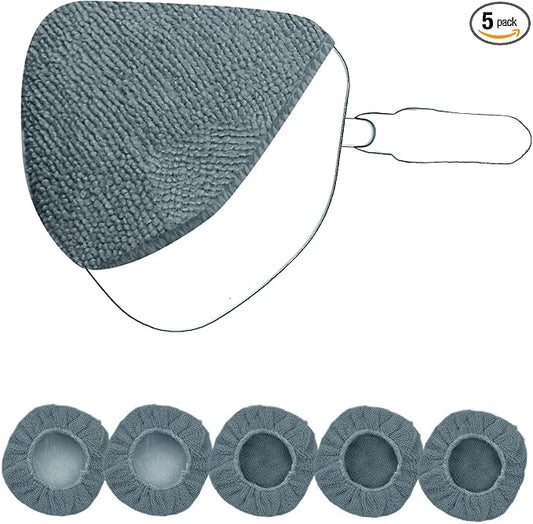 XINDELL 5 Pack Microfiber Pads – Replacement Heads Cover for Xindell Windshield Cleaner Tools. Washable & Reusable Triangle Pads (Grey). Fits Window Reach Tool - Handle Not Included