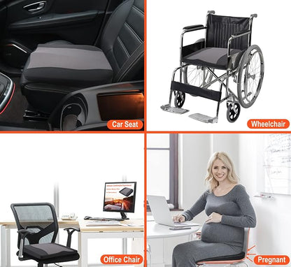 Lofty Aim Car Seat Cushion, Comfort Memory Foam Car Cushions for Driving - Sciatica & Lower Back Pain Relief, Driver Seat Pillow for Auto, Office Chair, Wheelchair - Black&Gray