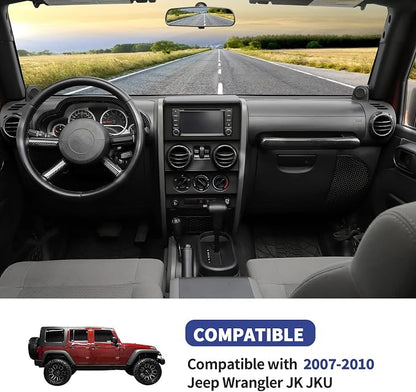 10PCS Full Set Interior Trim Kit Compatible with 2007-2010 Jeep Wrangler JK JKU,Co-Pilot Grab Handle Dashboard Frame Bezel Side Outlet Cover Trim (Carbon Fiber)
