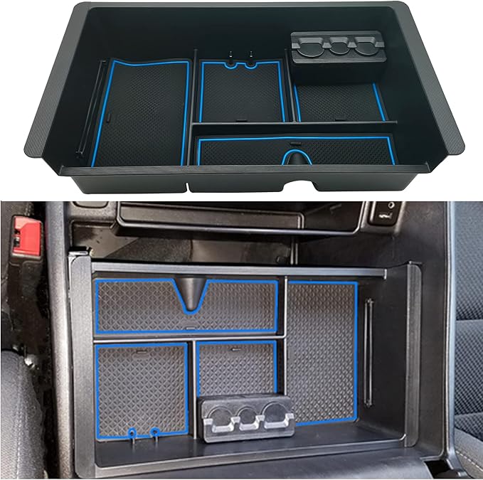 Center Console Tray Organizer Compatible with 2014-2018 GMC Sierra Accessories, (2015-2020) Yukon/Chevy Tahoe Silverado Suburban, Armrest Storage Box Replaces 22817343 (Blue)