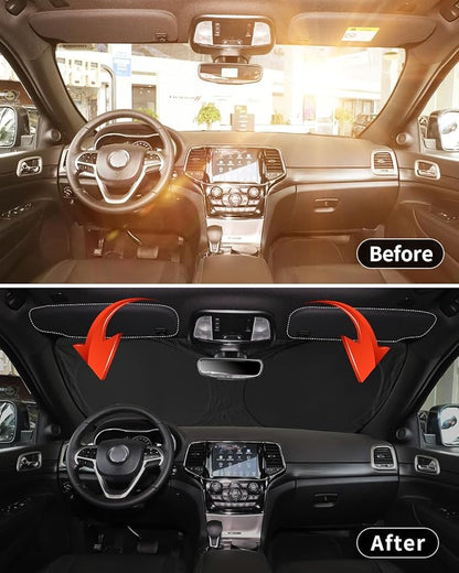 Windshield Sun Shade for Jeep Grand Cherokee SUV 2011-2026 Front Sunshade Car Sun Visor Cover Protector 210T Fold Shade Blocks UV Rays Car Accessories MP Keep Your Cars Interior Cool
