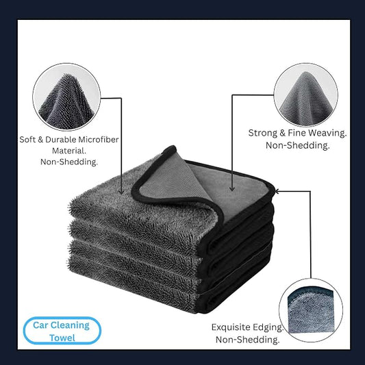 BlonBlon 4-Pack Large Microfiber Drying Towels (24" x 16") – Ultra-Absorbent, Streak-Free, Scratch-Resistant Towels for Cars and Trucks