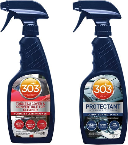 303 Products 30510 Convertible Vinyl Top Cleaning and Care Kit - Cleans And Protects Vinyl Tops - Includes Tonneau Cover And Convertible Top Cleaner 16 fl. oz. + Automotive Protectant 16 fl. oz.,,Blue