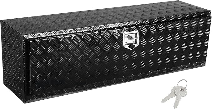 VEVOR Underbody Truck Box, 60" x 17" x 18" Pickup Storage Box, Heavy Duty Aluminum Diamond Plate Tool Box with Lock and Keys, Waterproof Trailer Storage Box with T-Handle Latch for Truck, Van, Trailer